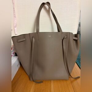 Celine Taupe Leather Tote Bag Medium Belt Cabas Phantom